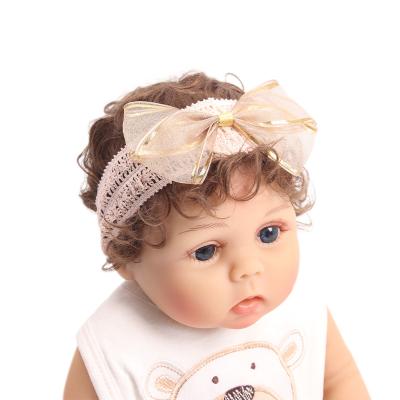 China Pretty 3 Pcs wholesale sunnozy baby bow elastic floral hair bow headbands flowers bands with paper card for sale