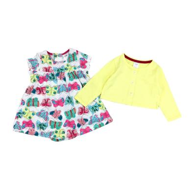 China Breathable Wholesale Babies Cotton Skirt Dress+ Soft Long Sleeve Plaid Coat 2 Pieces Clothing Set Rompers for sale