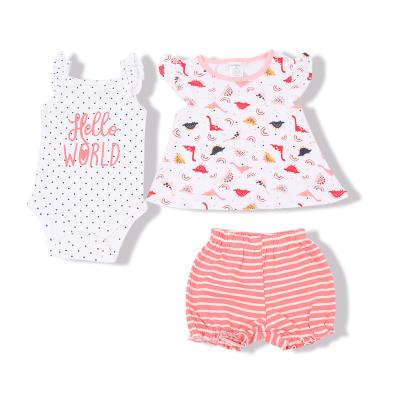 China Wholesale 3 Pcs Breathable Short Sleeves Cute Newborn Baby Romper Online Clothes Baby Clothes Set for sale