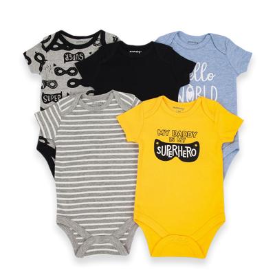 China Wholesale 100% Cotton Casual Baby Jumpsuit Set Import Baby Clothes Set 5 Pcs Shortsleeve Romper for sale