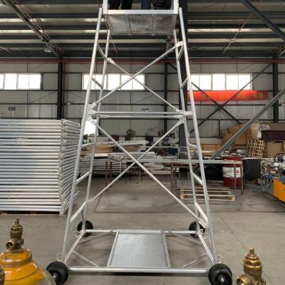 China Industrial Movable Wheeled Ladder Aluminum Scaffolding Tower For Building Construction for sale