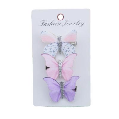 China Beautiful Soft Colorful Tulle Simulation Butterfly Hair Clips Soft Hair Ornament Hairband Hairpins Children Hair Accessories for sale