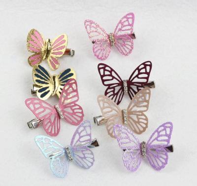 China Hot Selling Fashion Butterfly Multicolor Hollow Hair Pins Crystal Alloy Wedding Hair Accessories LOVE QUEEN STAR Custom Gift for sale