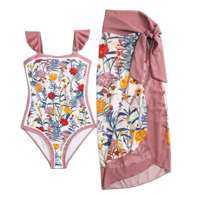 China 2023 High Quality Custom Design Women's Plus Size Bikini Floral Print Swimwear New Cover Up Dress Ruffle Pieces Sexy One Piece Swimsuit for sale