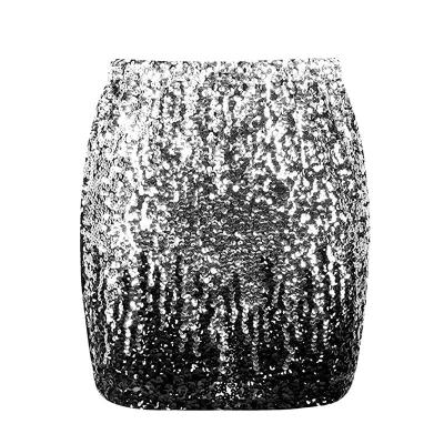 China Anti-static Shiny Sexy High Gradient Women's Tight Skirt Bodycon Party Club Party Sequined Pencil Mini Skirt for sale