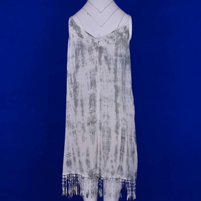 China Anti-wrinkle Women's Midi Tie Dye Vacation Embroidery Tassel Dress std1301 for sale