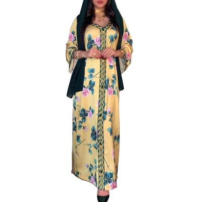 China Feel Comfortable and Use New Fashion Dubai Abaya Suppliers Wholesale Flora Printing Long Sleeve Abaya Women STAB064 for sale