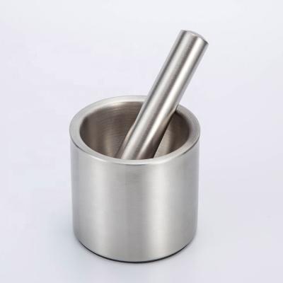 China Sustainable Custom 304 Stainless Steel Cylindrical Mortar And Pestle Set for sale