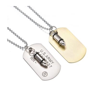 China Hot Selling Men's China Hiphop USA Army Bullet Bullet Dog Charm Tags Necklaces Vintage Fashion Military Male Necklace Jewelry Gifts for sale