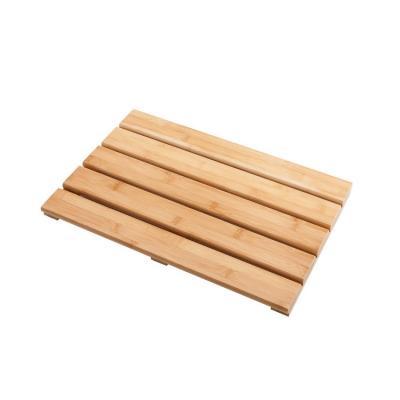 China Sustainable Natural Bamboo Bath Mats Waterproof Wooden Bathroom Mat Eco-friendly Anti Slip Hotel Non Slip Bamboo Bath Mat for sale