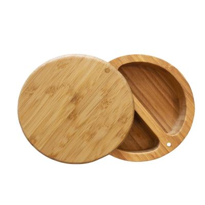 China Wholesale Custom 2 Compartments Stocked Bamboo Wooden Salt Pepper Box For Spice for sale