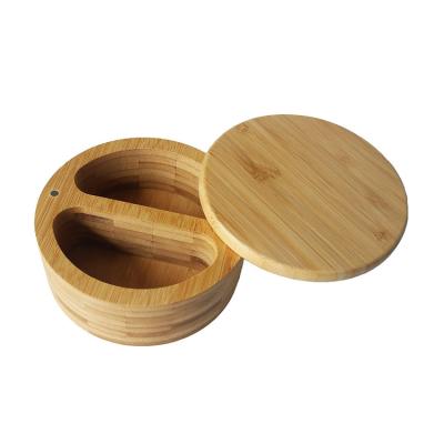 China Stocked Bamboo Condiment Jar Box Salt Seasoning Box Sugar Spice Containers Spice Hot Salt Pepper Condiment Jar for sale