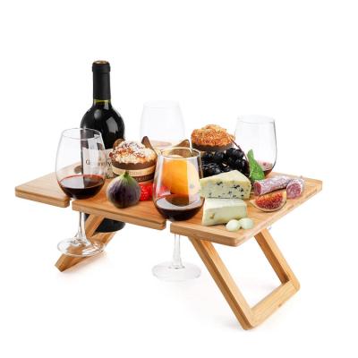 China Modern Hot Sale Outdoor Food Serving Tray Portable Wooden Picnic Table With Folding Legs for sale