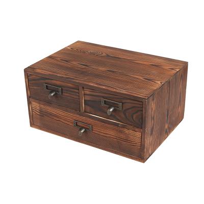 China Retro Viable Bedroom Jewelry Storage Box With Drawers Drawer Organizer Storage Box for sale