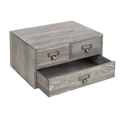 China Sustainable Gray Double-Layer Cosmetic Storage Box With Drawer Storage Jewelry Box for sale