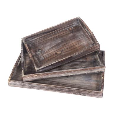 China Retro Wood Serving Tray Kitchen Food Tray Sustainable Hot Selling Wooden Serving Custom for sale