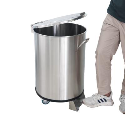 China Large Size 50L Stainless Steel Outdoor Kitchen Sustainable Metal Waste Bin Outdoor Pedal Bin for sale