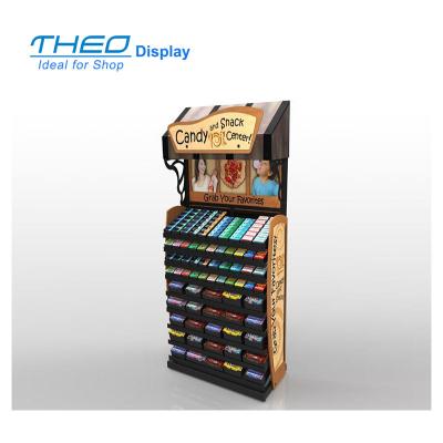 China Modern Free Standing Wooden Floor Display Of Candy And Snacks for sale