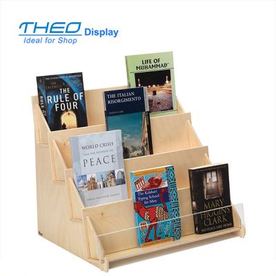 China Modern Assembled Four-tier Plywood Displayer / Literature And Books Table Display Stand for sale