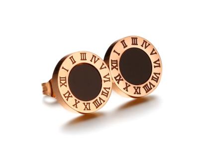 China Fashionable Women's Numbers Letters Stud Earrings Rose Gold Color Roman Love Earrings For Women for sale