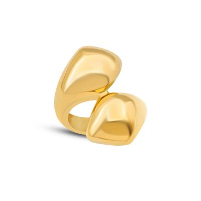 China Buteee CLASSIQUE 18k Gold Plated Ring Exaggerated Stainless Steel Rings for sale