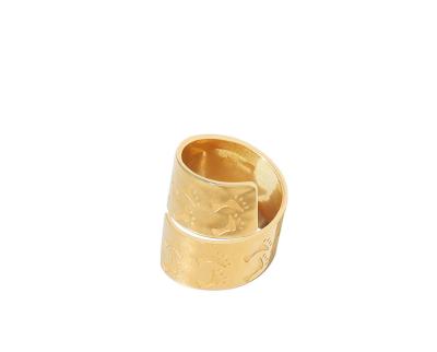 China CLASSIC Buteee Double Layer Stone Footprint Spiral Ring 18k Gold Plated Jewelry Ring for sale