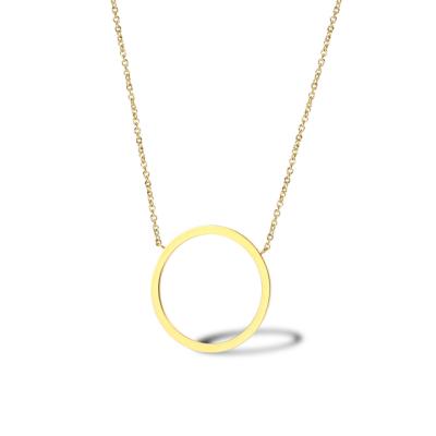 China Fashion CLASSIC Women'S Circle Collarbone Chain Sweater Chain Polished Simple Hollow Stainless Steel Pendant Necklace for sale