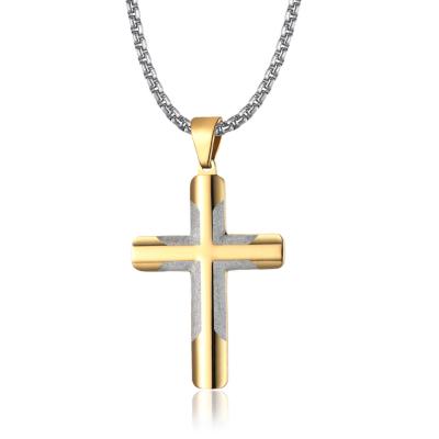 China New CLASSIC Men's Stainless Steel Cross Hip Hop Boy's Necklace 316L Necklace Gold/Pendant Black/Blue for sale