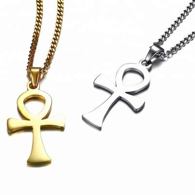 China Other Stainless Steel Coptic Cross Religious Ankh Pendant Necklace For Women Men 20-24