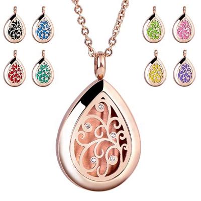 China CLASSIC Rose Gold Aromatherapy Essential Oil Diffuser Necklace Stainless Steel Perfume Pendant Women Jewelry for sale