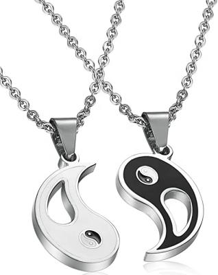 China 2pcs CLASSIC STEEL Stainless Steel Yin Yang Pendant Necklace For Men Women Puzzle Couples Necklace 22 Inches for sale