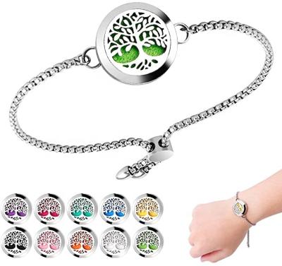 China CLASSIC Essential Oil Aromatherapy Bracelet Diffuser Bracelet Adjustable Perfume Bracelet Slide Healing with Stainless Steel for sale