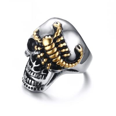 China Retro CLASSIC Male Jewelry Mens Stainless Steel Scorpion Skull Bone Biker Punk Rings for sale