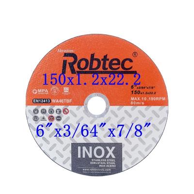 Cina 150X1.2X22.2mm 6 inch abrasive 1.2mm thickness cutting disc for Inox metal cutting in vendita