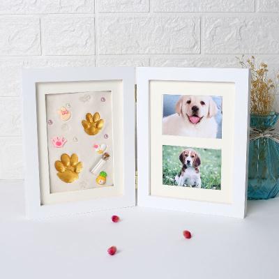 China Wholesale Dog Paw Picture Frames Photo Footprint Kit Wood Pet Memorial Frame from Morden for sale