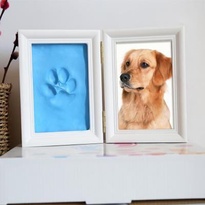 China Wholesale Pet Paw Print Picture Frames Footprint Kit Wood Dog Memory Frame by Morden for sale