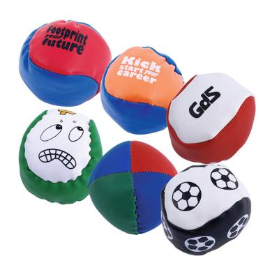 China PU PVC Promo Juggling Ball Kids Adult Leather Bag Eco-friendly Logo Print Customized Kick Ball Footbag Hacky for sale