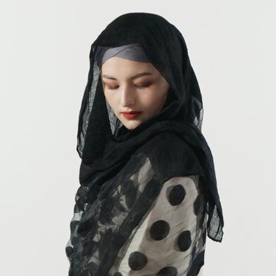 China New Leopard Dot Scarves Crystal Muslim Women Wholesale Fashion Breathable Rayon Desig Black Color Embroidery Scarf Uragiri Hijab 2023 for sale