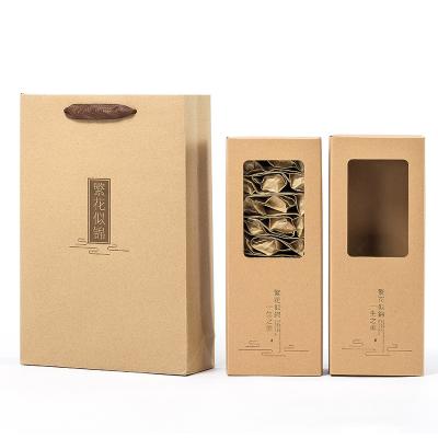 China Cheapest Recyclable Custom Printing Kraft Paper Tea Bag Biodegradable Gift Packaging Box With Clear Window for sale