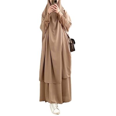 China Free Shipping Islamic Clothing Manufacturer Latest Long Sleeve 2021 Women Dubai Nida Jilbab Muslim Ramadan Prayer Dress 2 Pieces for sale