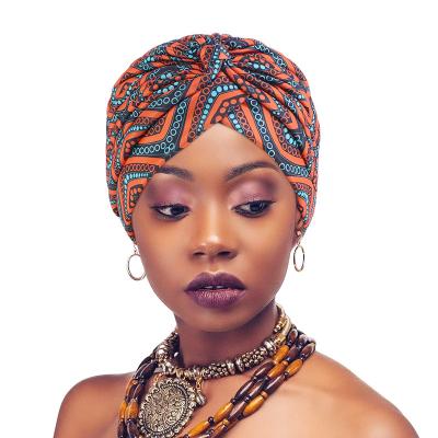 China DecorateÂ   2022 African Turban Muslim Headwrap Polyester Hijab Female Knitting Printing Turban For Women for sale