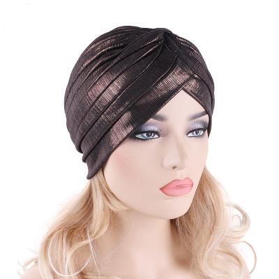 China DecorateÂ   Hot Selling Muslim Women Gilding Head Wrap Turban Hood Dish Flower Knot Arabic Turbans For African Ladies for sale