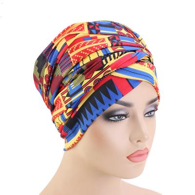 China DecorateÂ   2022 New Wholesale Ankara Printing African Style Women Cotton Indian Turban Hat Print Turban For Girls for sale