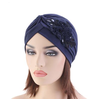 China DecorateÂ   Factory direct sales stereoscopic ethnic women's turban sequin flower hat hood muslim product for girls for sale