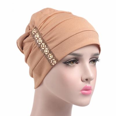 China DecorateÂ   Fashion Lady Muslim Tuban Hat Malaysia Long Turbans Diamond Headscarf Muslim Hijab Hat for sale