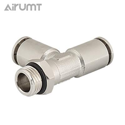 China Hotels Metal Fittings Nickel Plating Pneumatic Hose Fitting Brass Connector Sealing Fitting Ring Male Tee Pneumatic Metal for sale