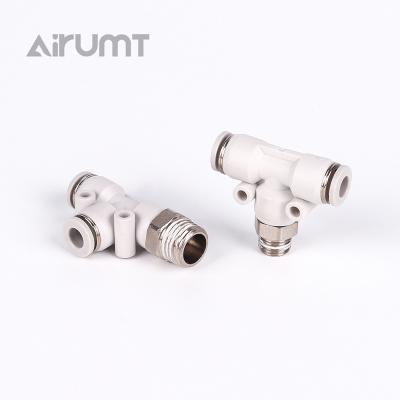 China Hotels Tee Type Tee Wire External Push In Tube Hose Connector Air Hose Fittings for sale