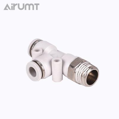 China Hotels PD Series Pneumatic Tee Wire Air One Outer Contact Tube Fitting for sale