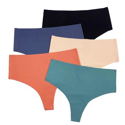 China Antibacterial ready to ship women's mid rise panties morandi seamless thongs one piece underwear for sale