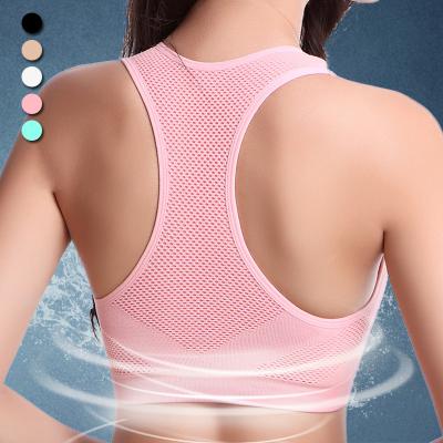 China Dropshipping Breathable Spandex/Nylon Mesh Design Woman Workout Racerback Yoga Padded Sports Bras for sale